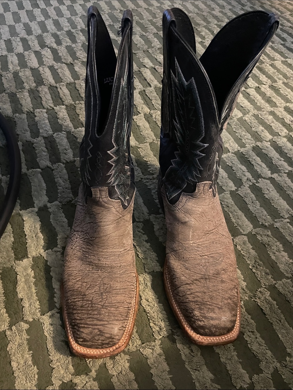 Men's Lucchese Grey and Black Western Cowboy Boots